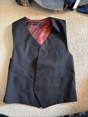Boy’s Black Dress Vest with Red Lining